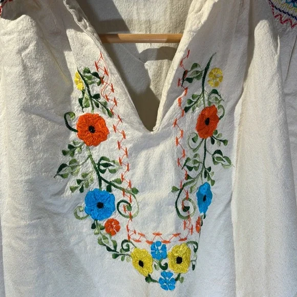 VINTAGE Gisela 1970s Mexican embroidered blouse medium Boho - Picture 2 of 7